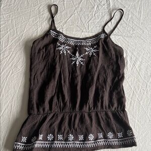 Embroidered cami top by Iz buyer large juniors brown viscose